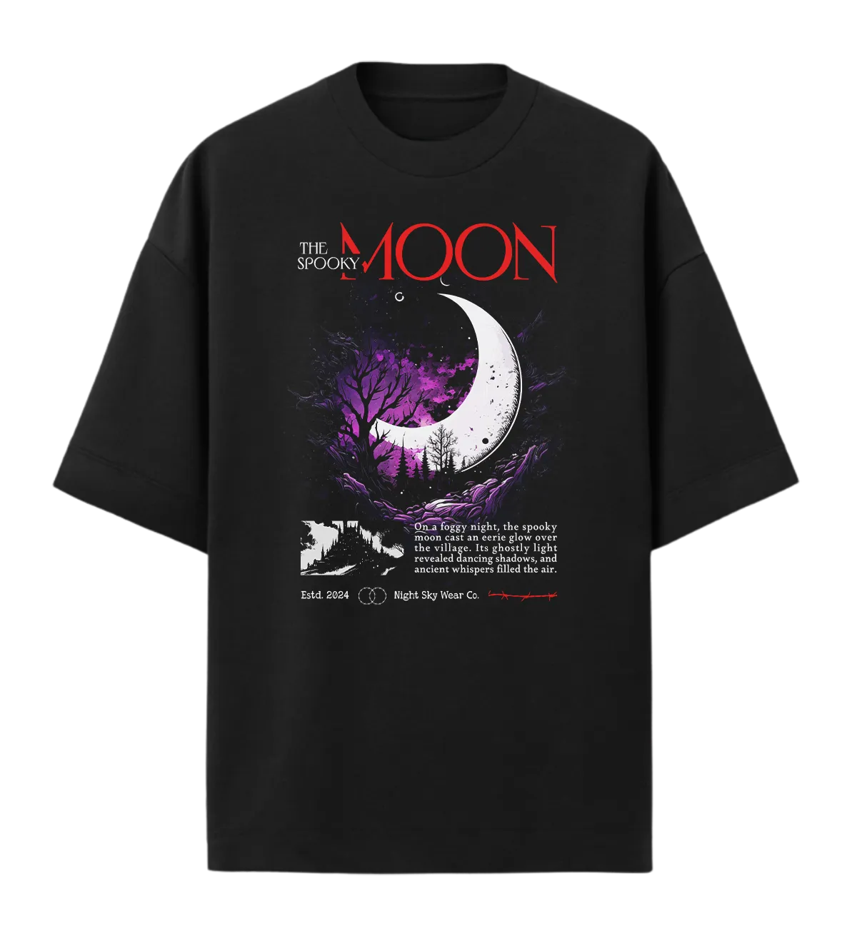 Camiseta Oversized Spooky Moon