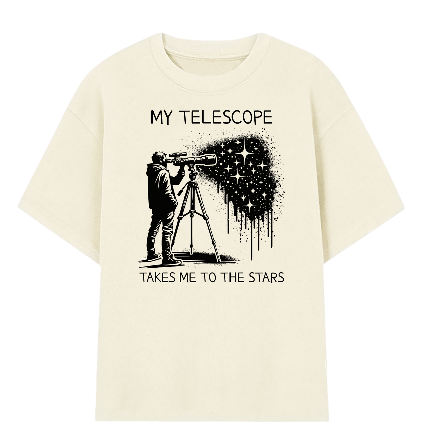 Camiseta Oversized Meu Telescópio Me Leva Até as Estrelas