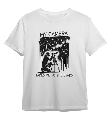 Camiseta Minha Câmera Me Leva Até as Estrelas