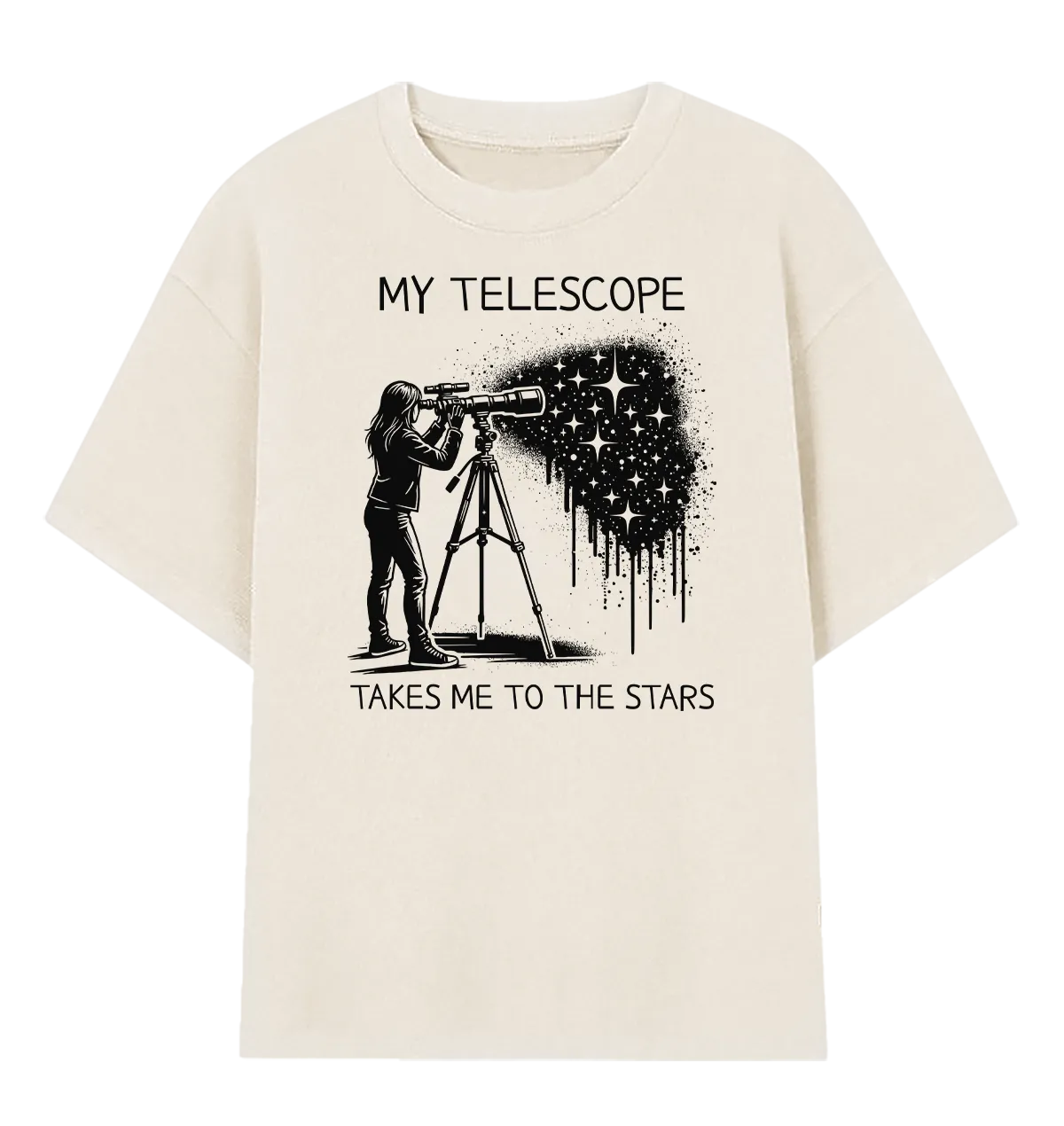Camiseta Oversized Meu Telescópio Me Leva Até as Estrelas