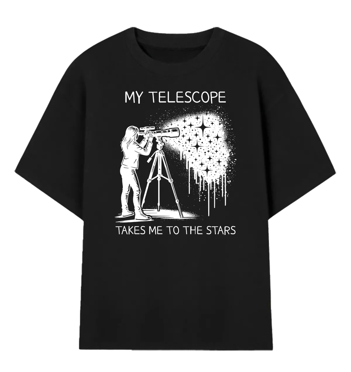 Camiseta Oversized Meu Telescópio Me Leva Até as Estrelas