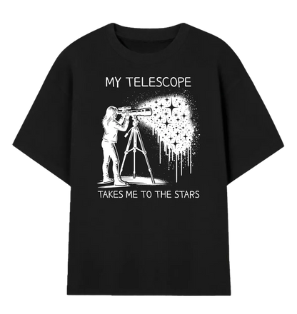 Camiseta Oversized Meu Telescópio Me Leva Até as Estrelas
