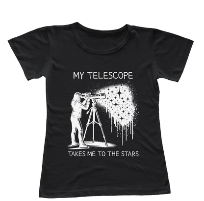 Camiseta Babylook Meu Telescópio Me Leva Até as Estrelas