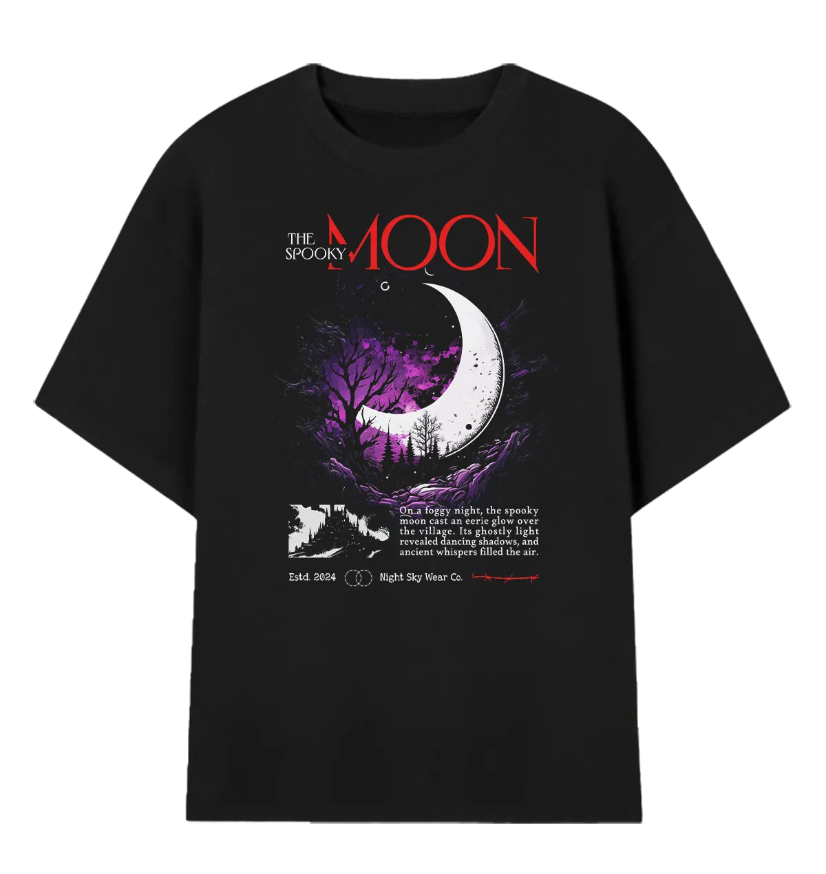 Camiseta Oversized Spooky Moon