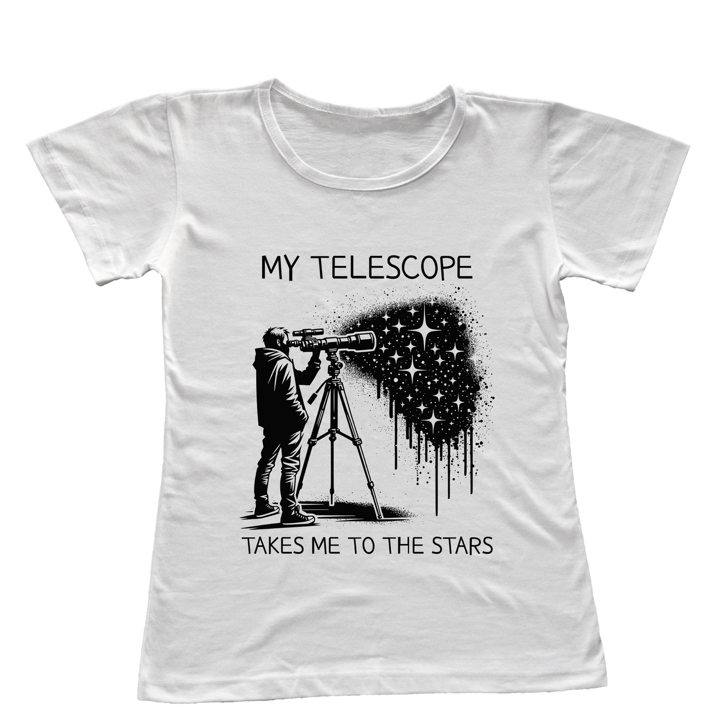 Camiseta Babylook Meu Telescópio Me Leva Até as Estrelas
