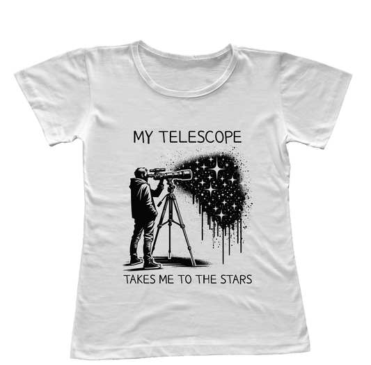 Camiseta Babylook Meu Telescópio Me Leva Até as Estrelas
