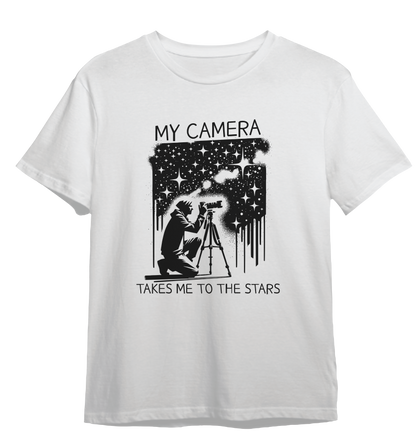 Camiseta Minha Câmera Me Leva Até as Estrelas