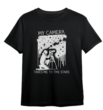 Camiseta Minha Câmera Me Leva Até as Estrelas