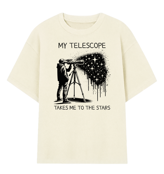 Camiseta Oversized Meu Telescópio Me Leva Até as Estrelas