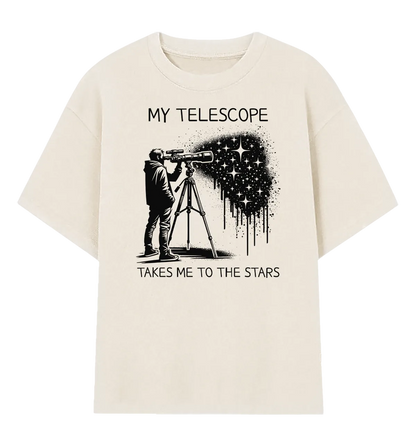 Camiseta Oversized Meu Telescópio Me Leva Até as Estrelas