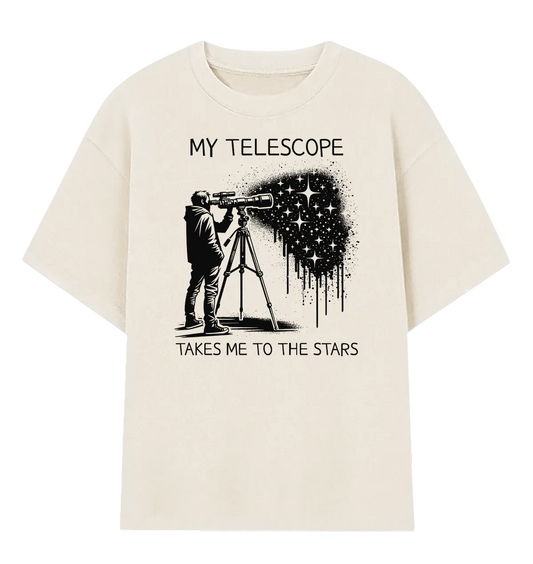 Camiseta Oversized Meu Telescópio Me Leva Até as Estrelas