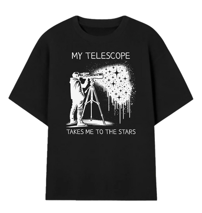 Camiseta Oversized Meu Telescópio Me Leva Até as Estrelas